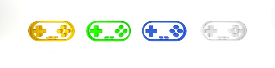 Fototapeta premium Colorful Gamepad icon isolated on white background. Game controller. Minimalism concept. 3D render illustration