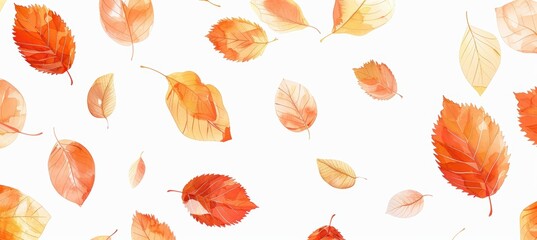 Abstract Autumn Background with Minimalist Leaf Silhouettes in Warm Amber and Rust Tones