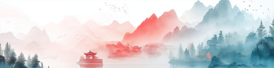 Traditional chinese elements business banner standout