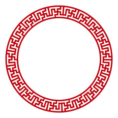 Chinese traditional pattern circle frame isolated on transparent background . Vector decorative round frame in Chinese and Japanese style for card, print, flyer, poster, cover.