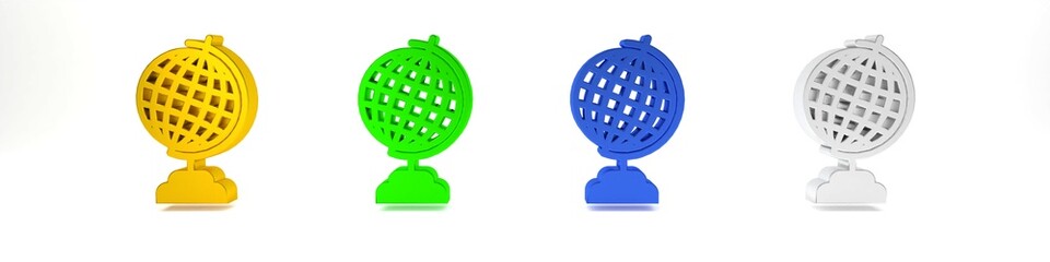 Colorful Earth globe icon isolated on white background. Minimalism concept. 3D render illustration