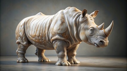 Fototapeta premium Elegant marble rhinoceros statue with intricate lifelike details , sculpture, marble, rhinoceros, statue, elegant, lifelike, detailed