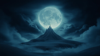 Castle lit by the soft glow of the moon