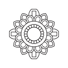 Vector hand drawn doodle mandala art. Ethnic mandala with tribal ornament. modern textile mandala art. tattoo motif, bohemian mandala black white coloring book page, arabic islamic line art design