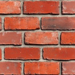 A textured wall of red bricks with a rustic appearance, showcasing the natural imperfections and variations in color and size.