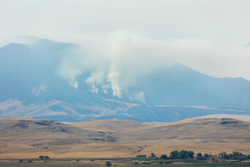 Wyoming Wildfire, October 2024, Elk Fire, Landscape, Smoke, Flames