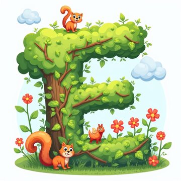 recommend clip art: A whimsical frame featuring animals, mushrooms, and flowers
