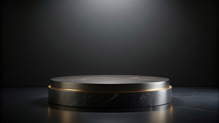 Black stone podium for luxury product placement, black, stone, podium, luxury, product, placement, rock, granite, pedestal