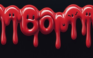 Dripping "Boo" with playful bats and candy, Halloween trick-or-treat backdrop