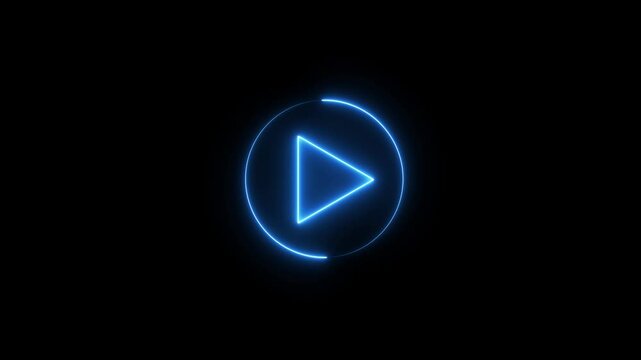 video play button animation with neon line circle animation.  