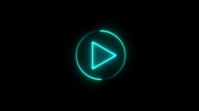 video play button animation with neon line circle animation.  
