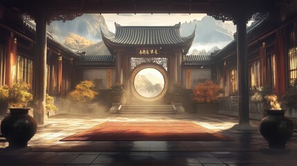 Kung Fu dojo background for a martial arts-themed fighting game