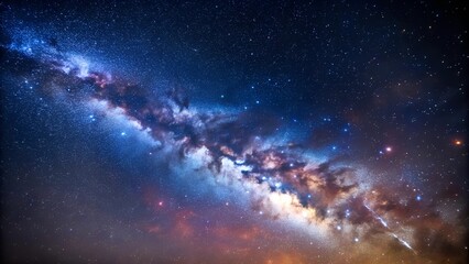 Fototapeta premium Starry night sky with bright galaxy and stars