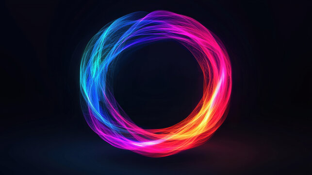 Vibrant abstract 3D torus made of smooth vector lines in multicolor