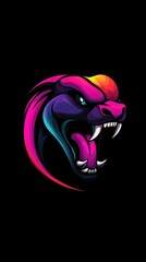  A vibrant tigerhead against black backdrop, Tiger inscribed within its open jaw