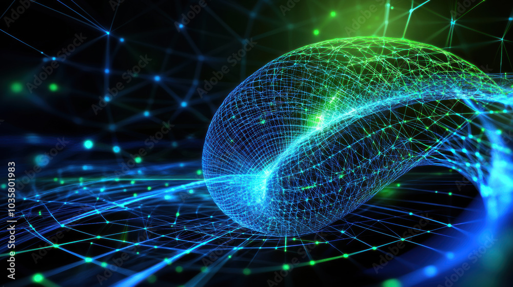 Poster dynamic 3d fractal geometry with sharp lines and vibrant colors