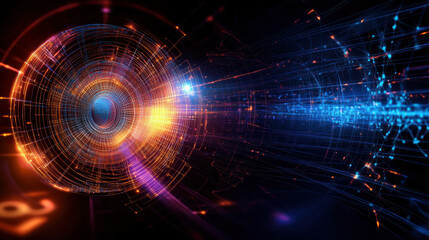 Obraz premium Intricate 3D vector spiral with vibrant colors and dynamic light trails