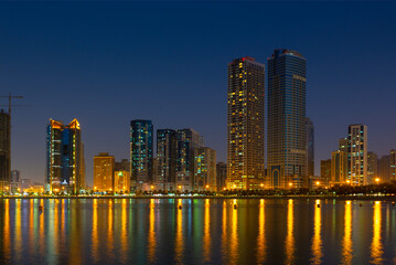Obraz premium General view of modern buildings in Sharjah