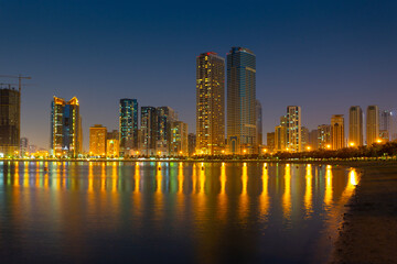 Fototapeta premium General view of modern buildings in Sharjah