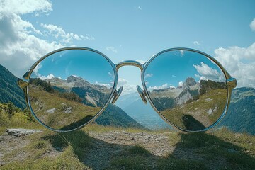 Giant Sunglasses Reflecting Mountain Landscape