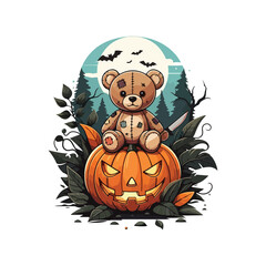 Creepy Halloween Vector Haunted House and Spooky Webs