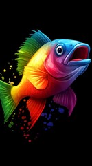 Fototapeta premium A vibrant fish with its mouth agape and water beads on its lower body