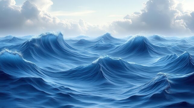 seamless background pattern of beautiful blue ocean waves capturing the essence of tranquility and movement perfect for various design applications evoking a sense of calm and serenity