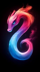 Naklejka premium red, blue, and pink, forms an S-shaped swirl against a dark backdrop