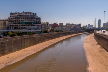 Naklejka premium Beirut River in the neighborhoods of eastern Beirut, the capital of Lebanon. 