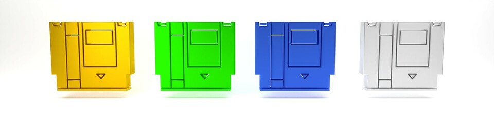 Colorful Cartridge for retro game console icon isolated on white background. TV Game cartridge. Minimalism concept. 3D render illustration