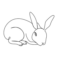 Bunny line art style icon. Rabbit line art icon. Abstract outline rabbit. Continous line drawing Rabbit minimalism style. Easter bunny linear icon. Vector.