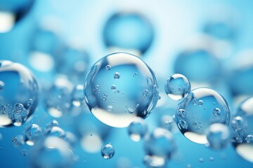 Macroscopic view of transparent blue oxygen bubbles,ai generated