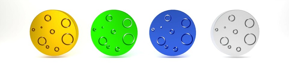 Colorful Moon icon isolated on white background. Minimalism concept. 3D render illustration