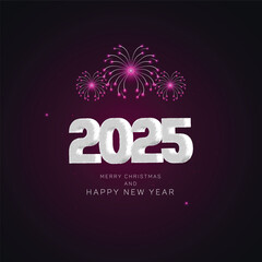 Happy new year 2025 text typography Design for Element flyer banner design

