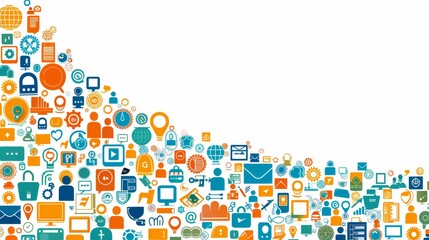 Obraz premium Colorful Business Icons Frame on White Background - Modern Design for Corporate, Marketing, and Technology Concepts