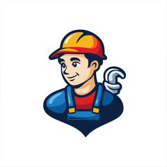 simple logo of a plumber , on a white background