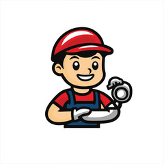 simple logo of a plumber , on a white background