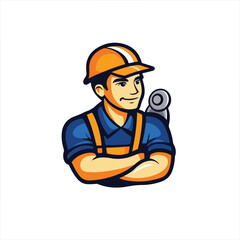 simple logo of a plumber , on a white background