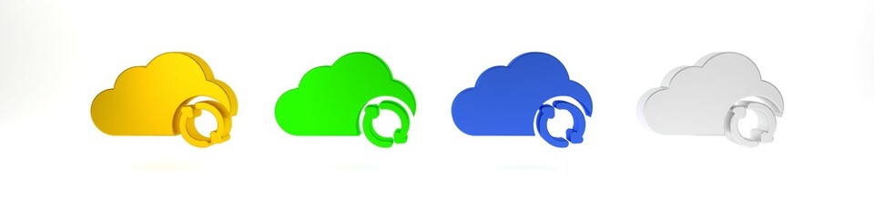 Colorful Cloud sync refresh icon isolated on white background. Cloud and arrows. Minimalism concept. 3D render illustration