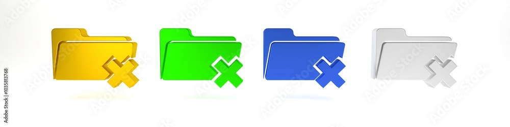 Poster colorful delete folder icon isolated on white background. folder with recycle bin. delete or error f