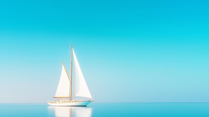 A serene sailboat gliding across calm waters under a clear blue sky during a sunny afternoon.