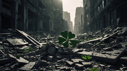 Ruins of a post-war city and clover leaves