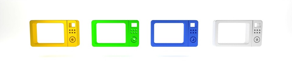 Colorful Microwave oven icon isolated on white background. Home appliances icon.Minimalism concept. 3D render illustration