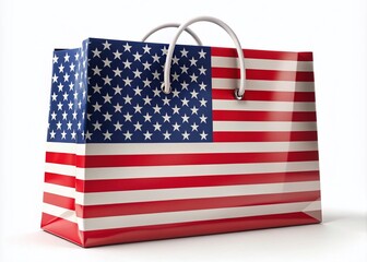 Fototapeta premium Shopping Bag with USA Flag on White Background for Patriotic and Retail Themes