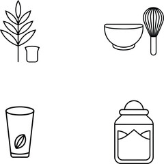 Baking Ingredients and Utensils Icons Set