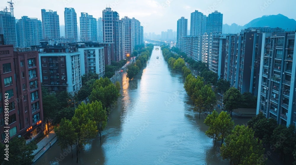 Poster climate resilience in urban planning, integrating green infrastructure and sustainable practices to 