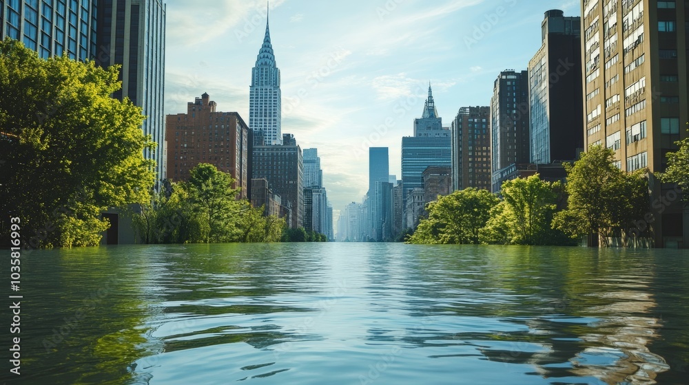 Poster climate resilience in urban planning, integrating green infrastructure and sustainable practices to 