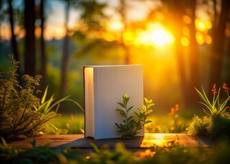 Silhouette Photography of a Square Book with White Cover Surrounded by Soft Shadows of Vegetation