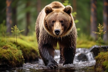 Obraz premium brown bear in the forest,ai generated