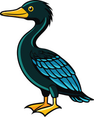 cormorant silhouette vector illustration.